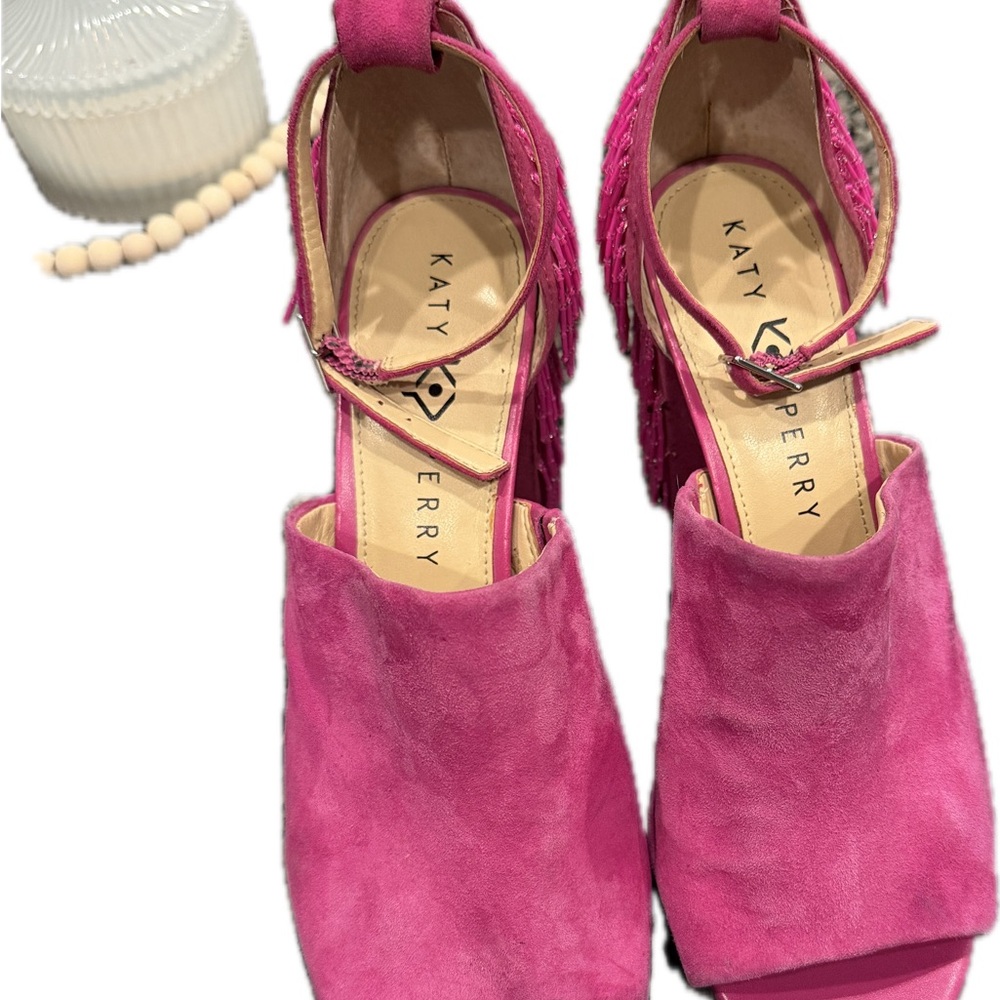 Pink Fringe Women's Heels - Picture 8 of 8